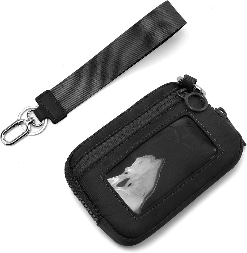 DiDida The Iris Wallet Zip Card Case with Keychain Wristlet ID Window Purses for Women Wrist Lanyard, Black - Image 3